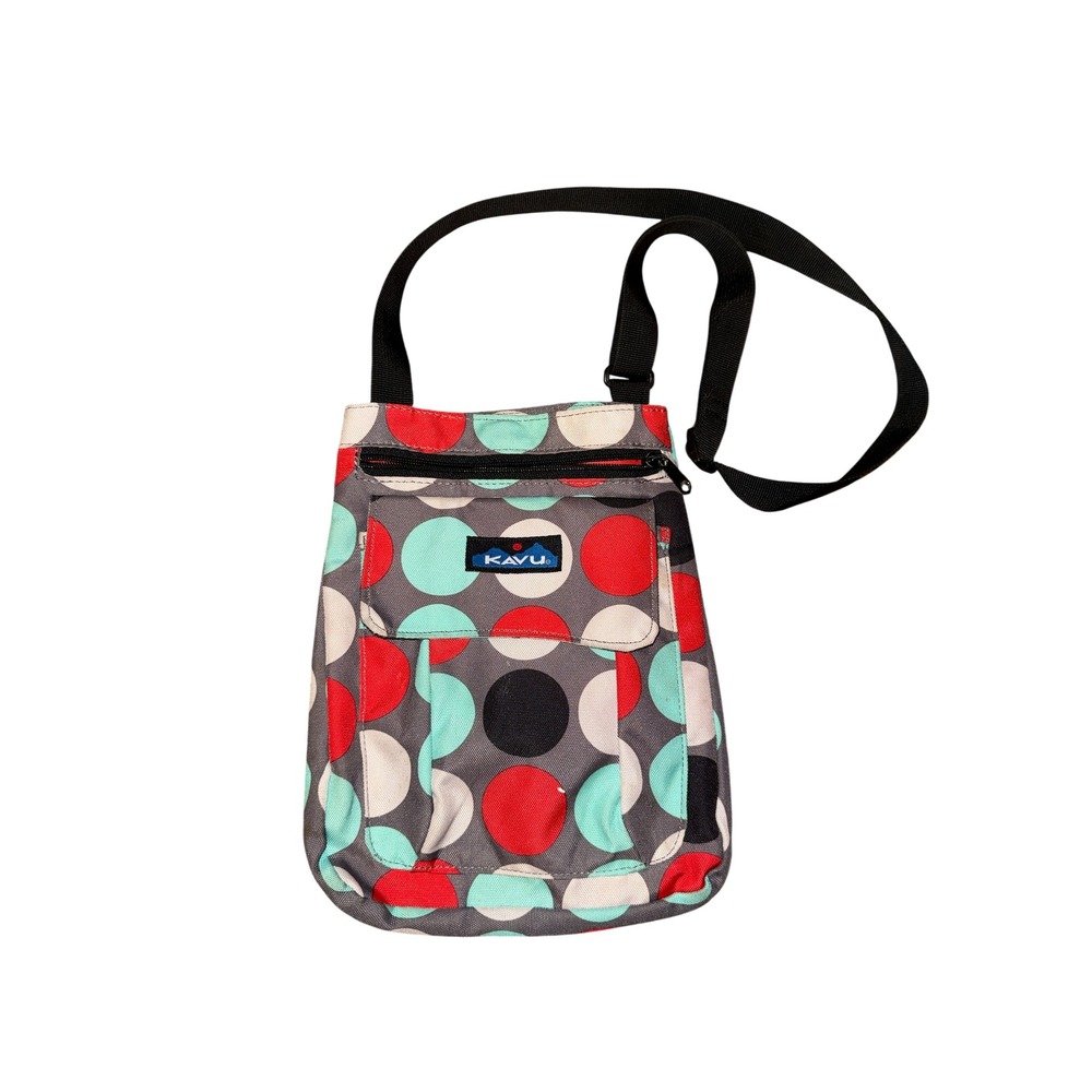 Kavu Keeper Crossbody Bag‎ Women Small Multi Polka Dot Canvas Strap